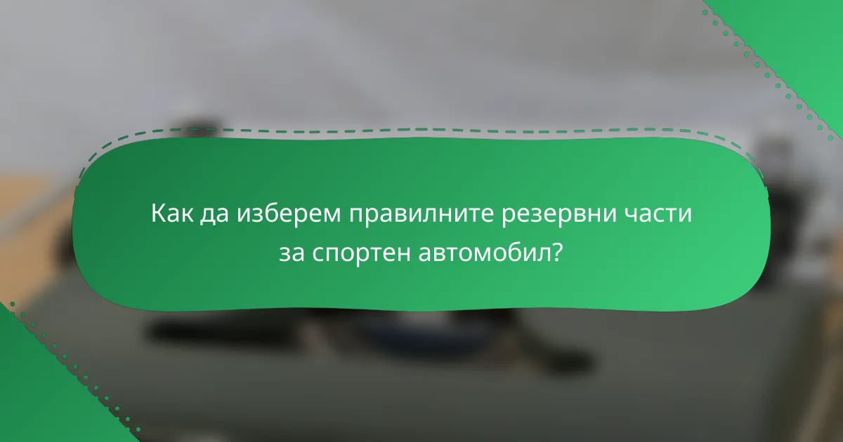 Как да изберем правилните резервни части за спортен автомобил?