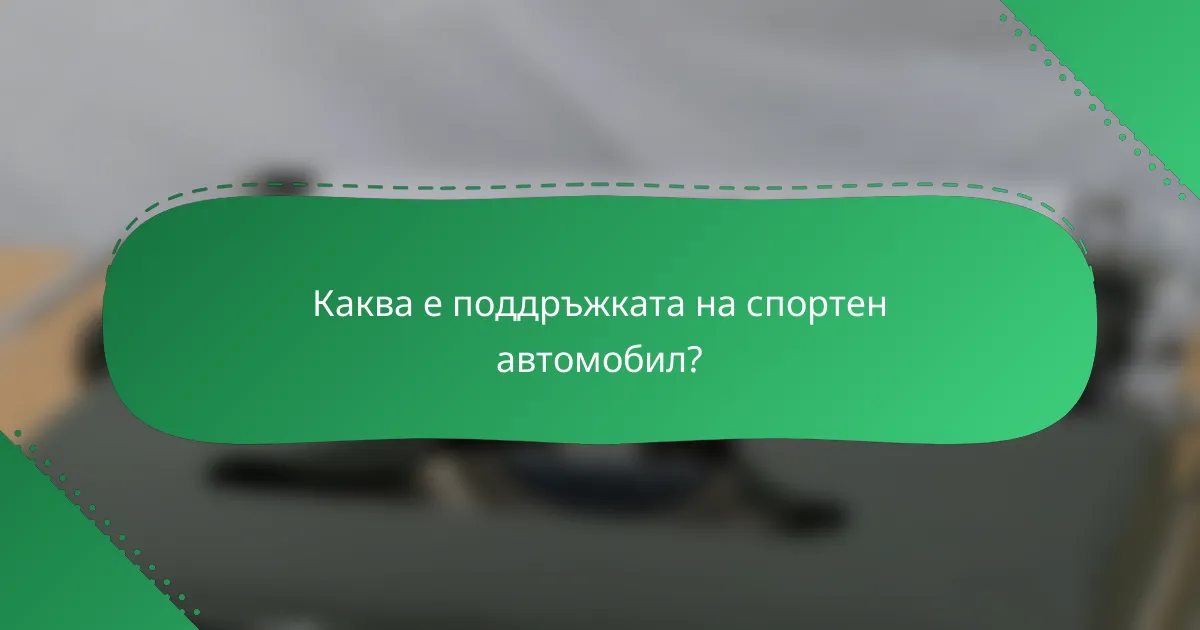 Каква е поддръжката на спортен автомобил?