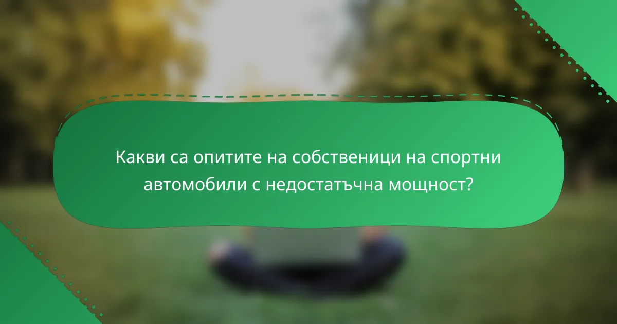 Какви са опитите на собственици на спортни автомобили с недостатъчна мощност?