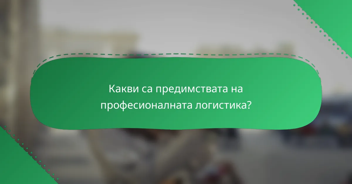 Какви са предимствата на професионалната логистика?