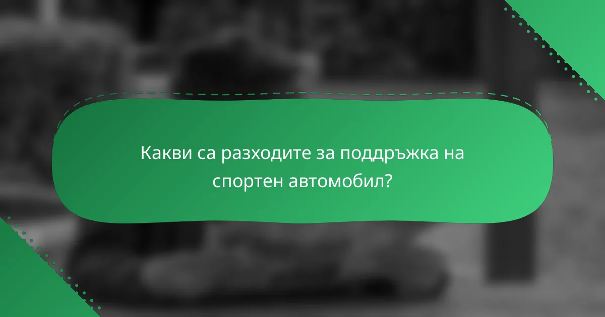 Какви са разходите за поддръжка на спортен автомобил?